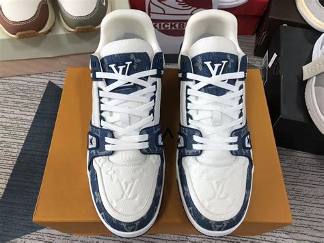 lv trainers denim|louis vuitton men's trainer sale.